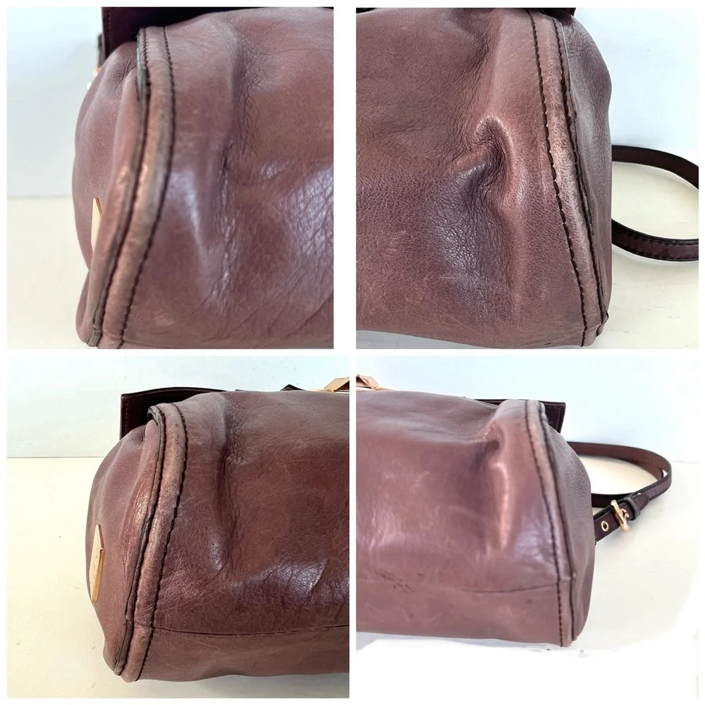 KOOBA Purple Plum Smooth Leather Rose Gold Chain Crossbody Shoulder Bag Satchel